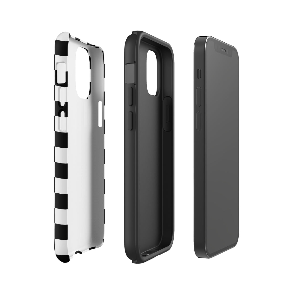 Phone Case for iPhone: Bold Checkered Tough Case with black and white pattern, showcasing fun and stylish design elements.