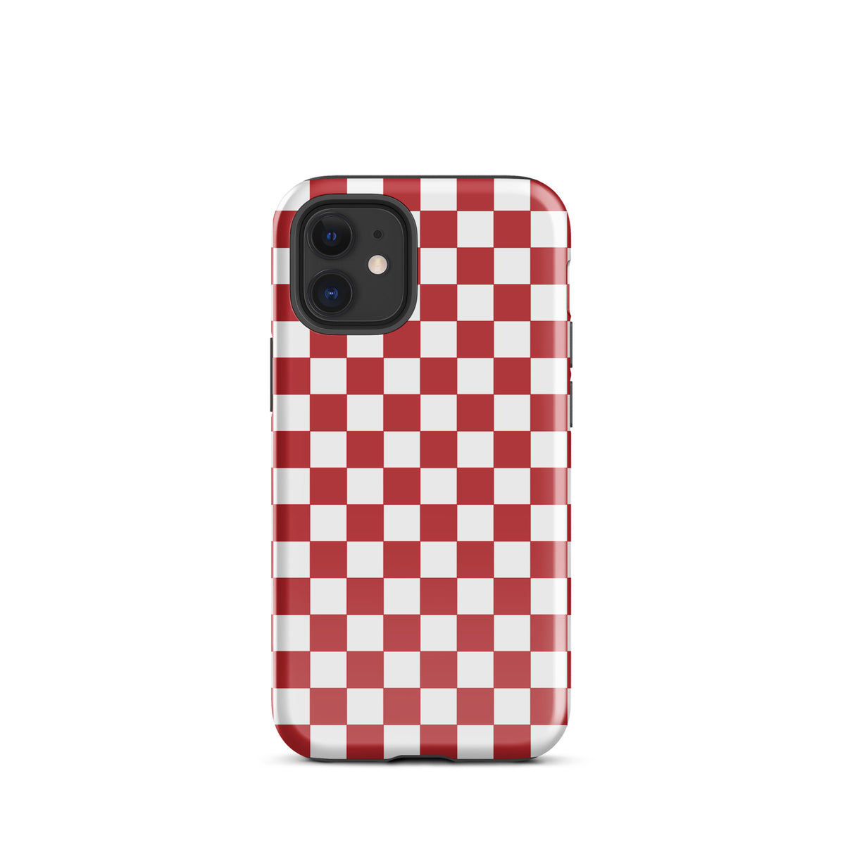 Phone Case for iPhone with crimson red checkered design enhancing style and personality.
