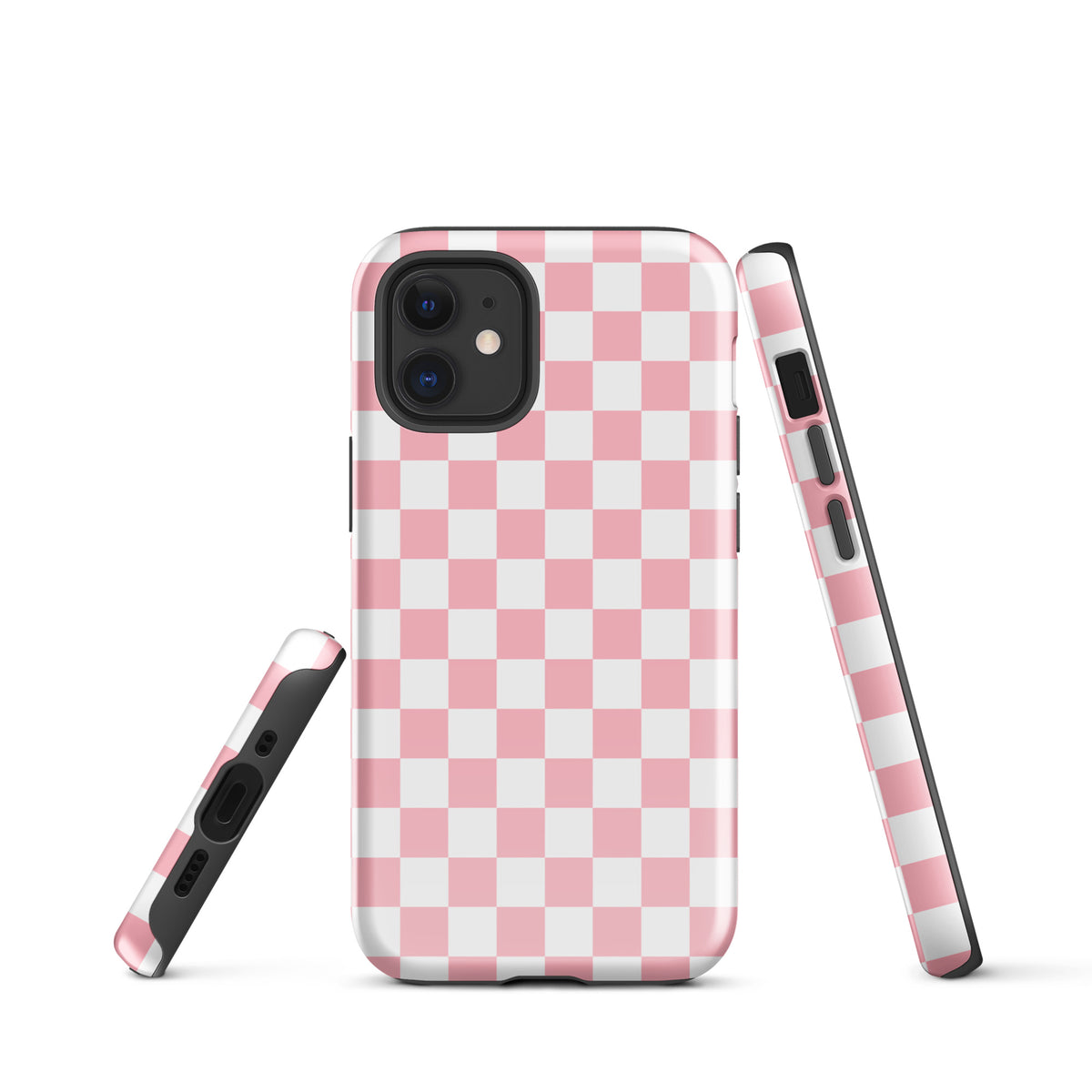 Phone Case for iPhone with playful pink and white checkered pattern, stylish and fun design.