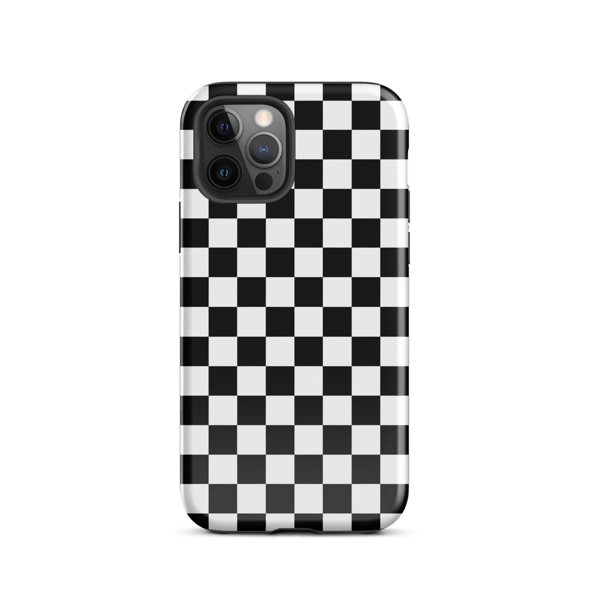 Phone Case for iPhone with bold black-and-white checkered pattern, enhancing style with a fun and fearless vibe.