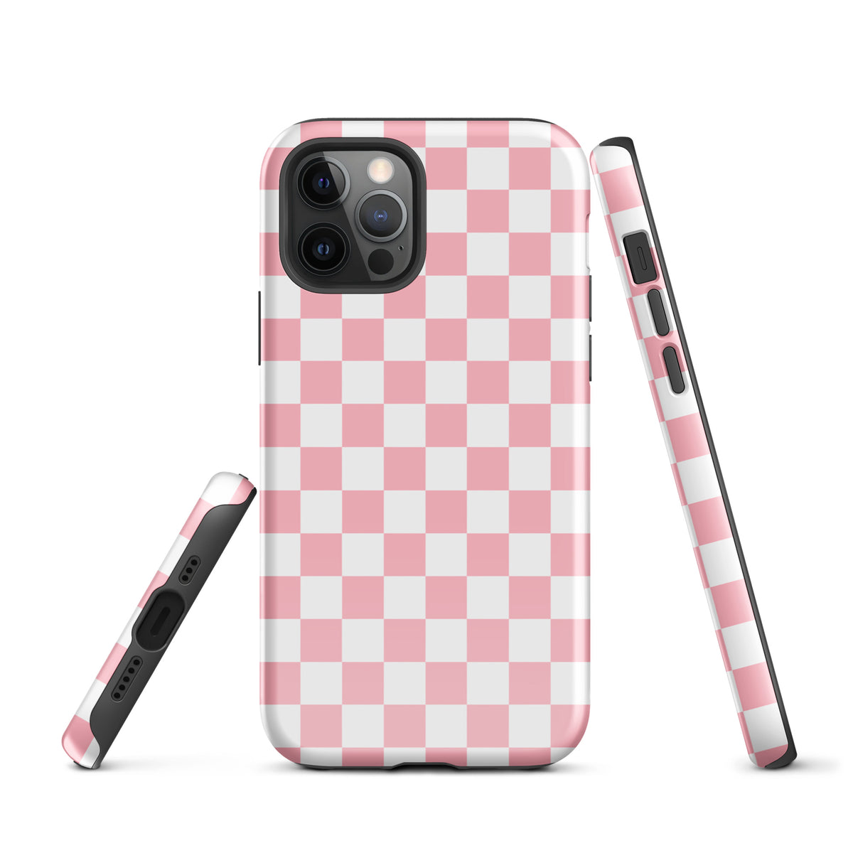 Phone Case for iPhone with playful pink and white checkered pattern, adding a fun and stylish vibe to your device.