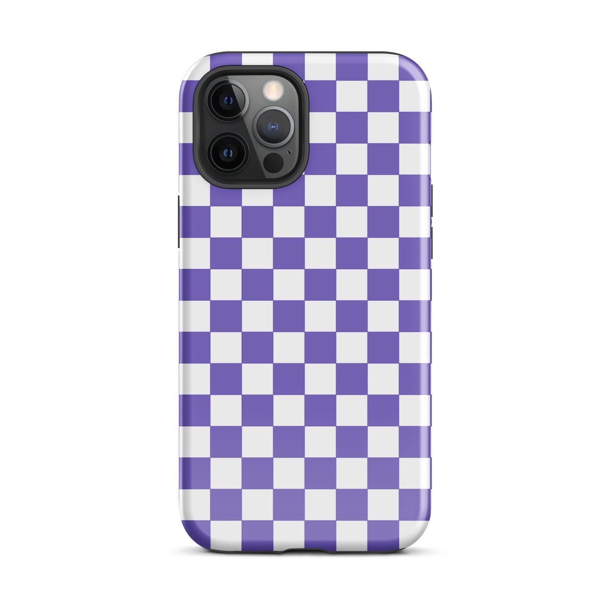 Purple and white checkered Phone Case for iPhone showcasing bold style and personality.