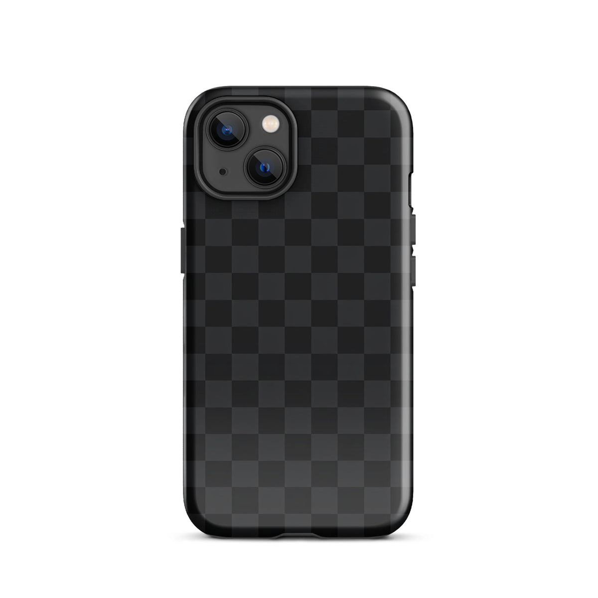 Phone Case for iPhone with black and charcoal checkered design, modern and minimalist style.