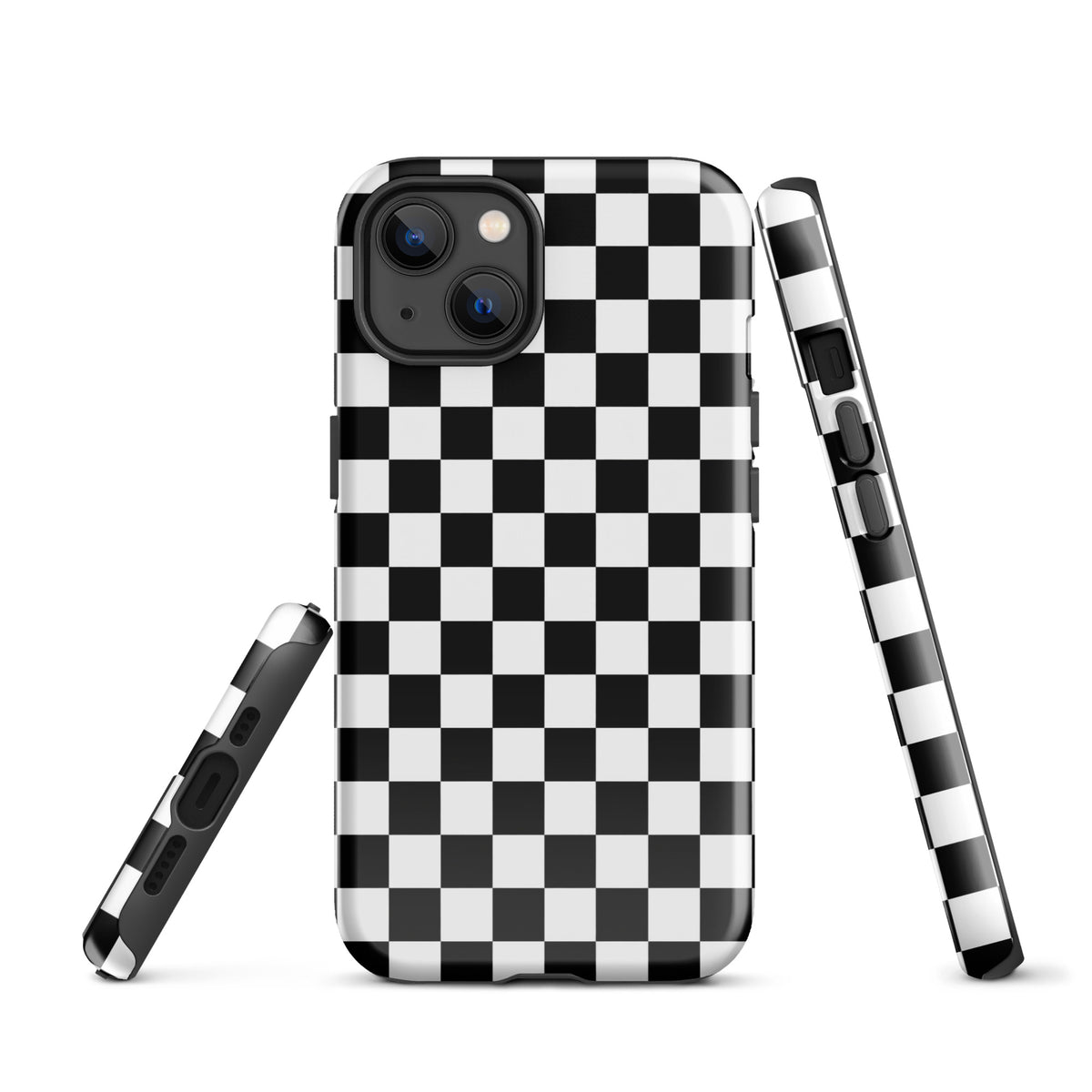 Phone Case for iPhone with bold black-and-white checkered pattern, offering a stylish and protective design.