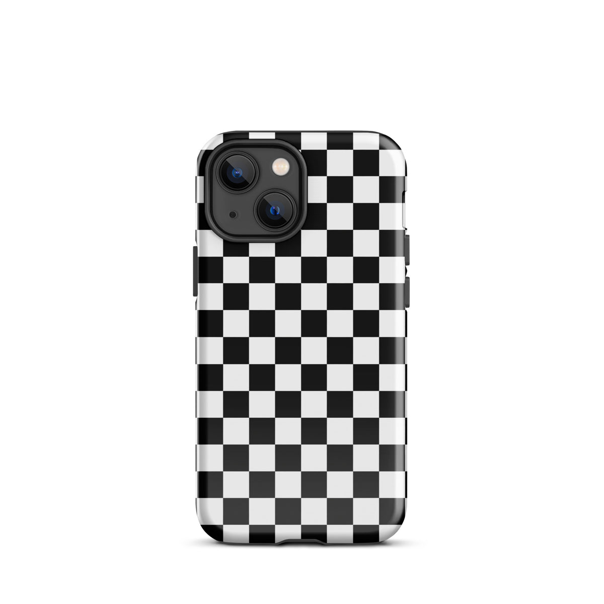 Phone Case - iPhone bold checkered tough case with black-and-white pattern