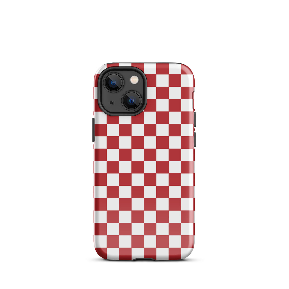 Crimson red checkered Phone Case for iPhone showcasing bold and playful design.
