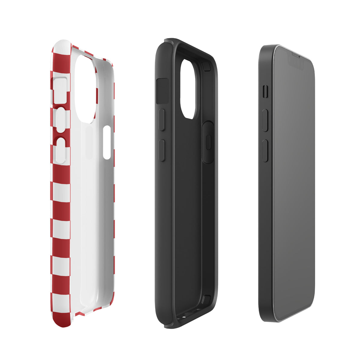 Crimson red checkered Phone Case for iPhone showcasing its bold design and stylish appearance, perfect for adding personality to your device.