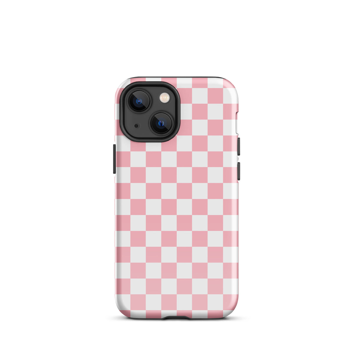 Phone Case for iPhone with playful pink and white checkered pattern