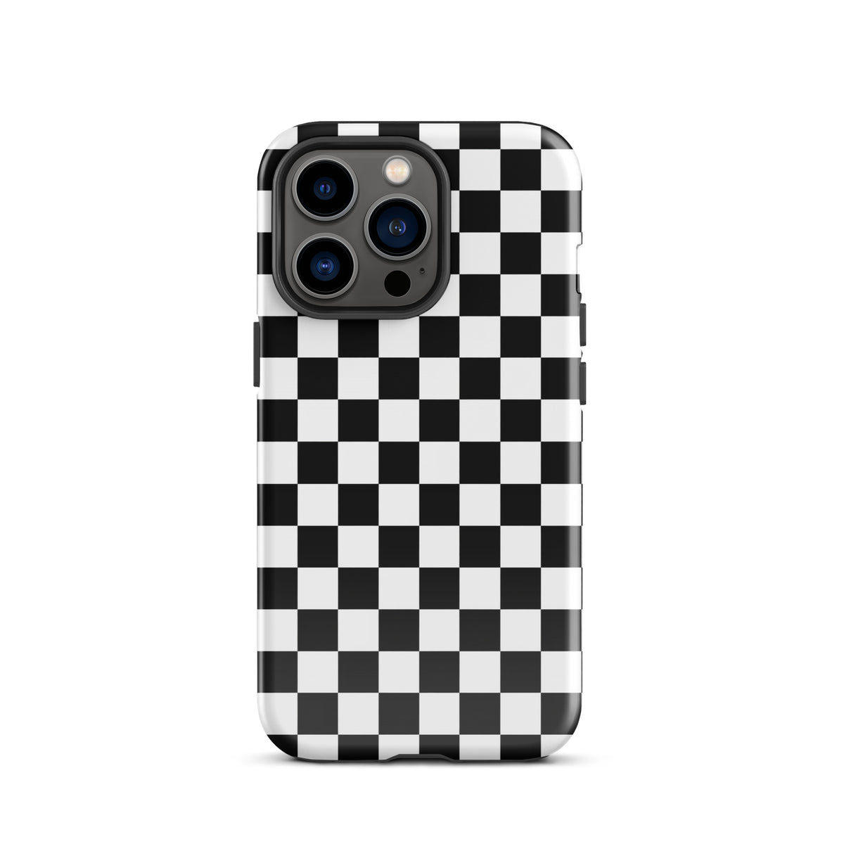 Bold checkered Phone Case for iPhone with black and white pattern, adding personality and style to your device.