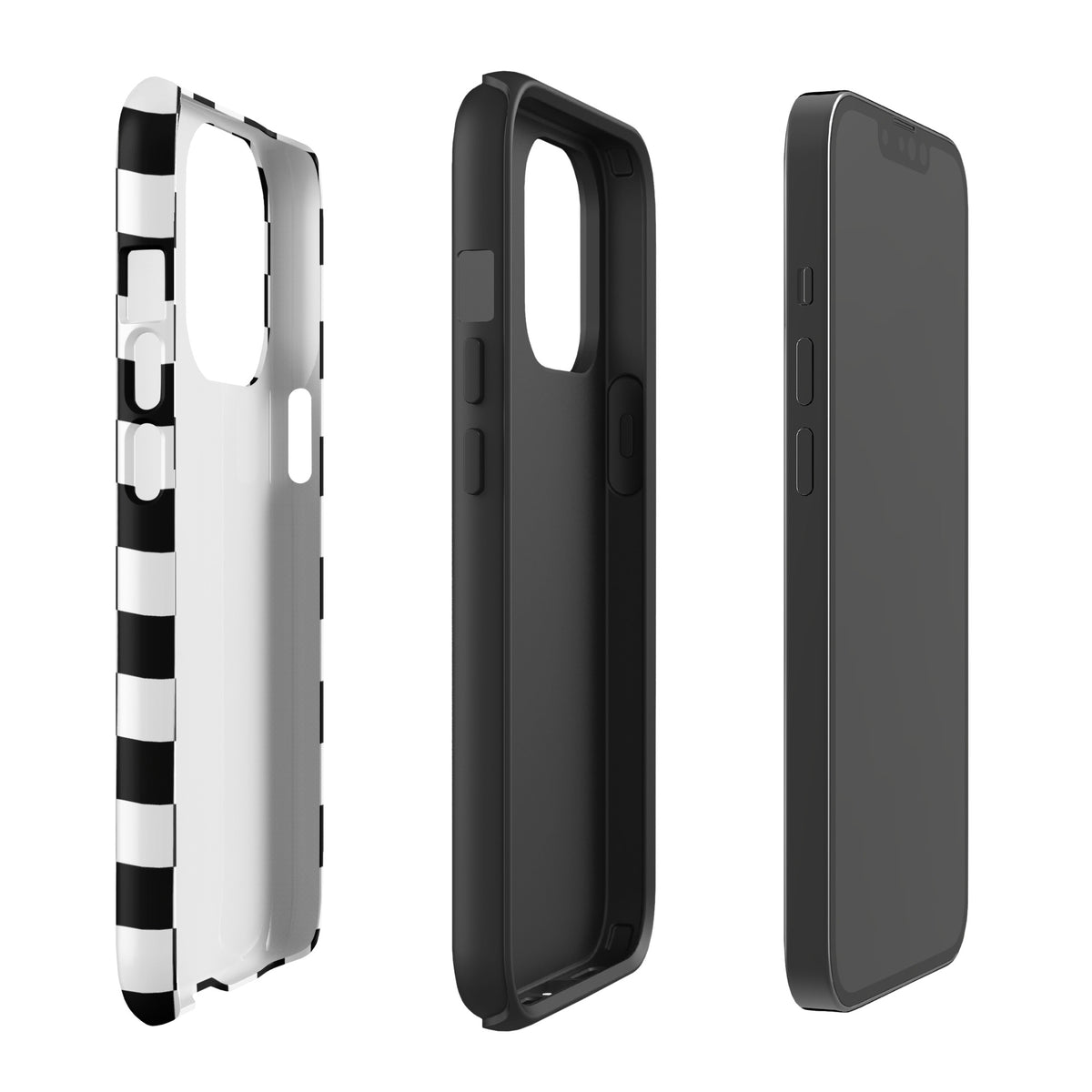 Phone Case for iPhone with bold black‑and‑white checkered design, showcasing fun and stylish protection for your device.