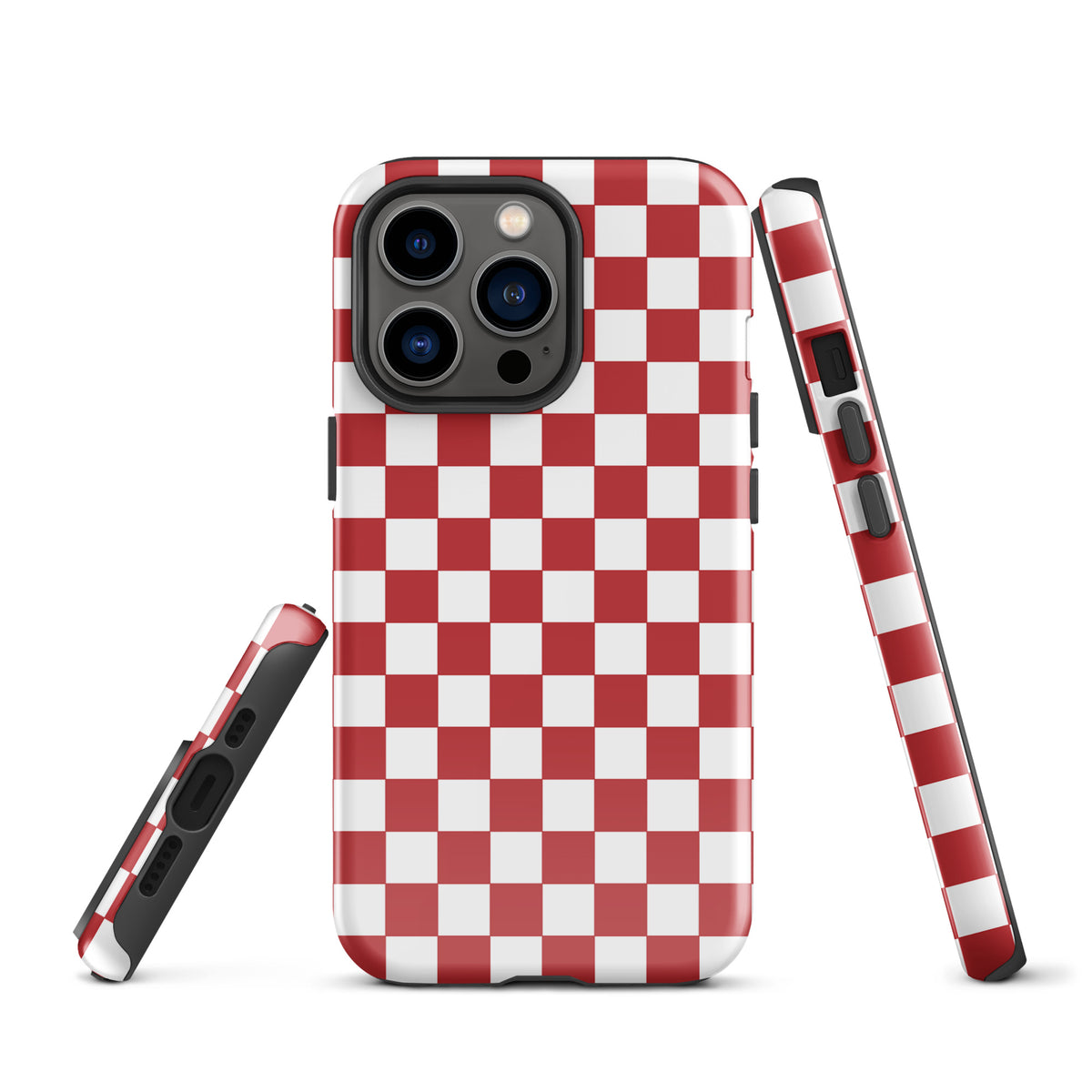Crimson red checkered Phone Case for iPhone adding style and personality to your device.