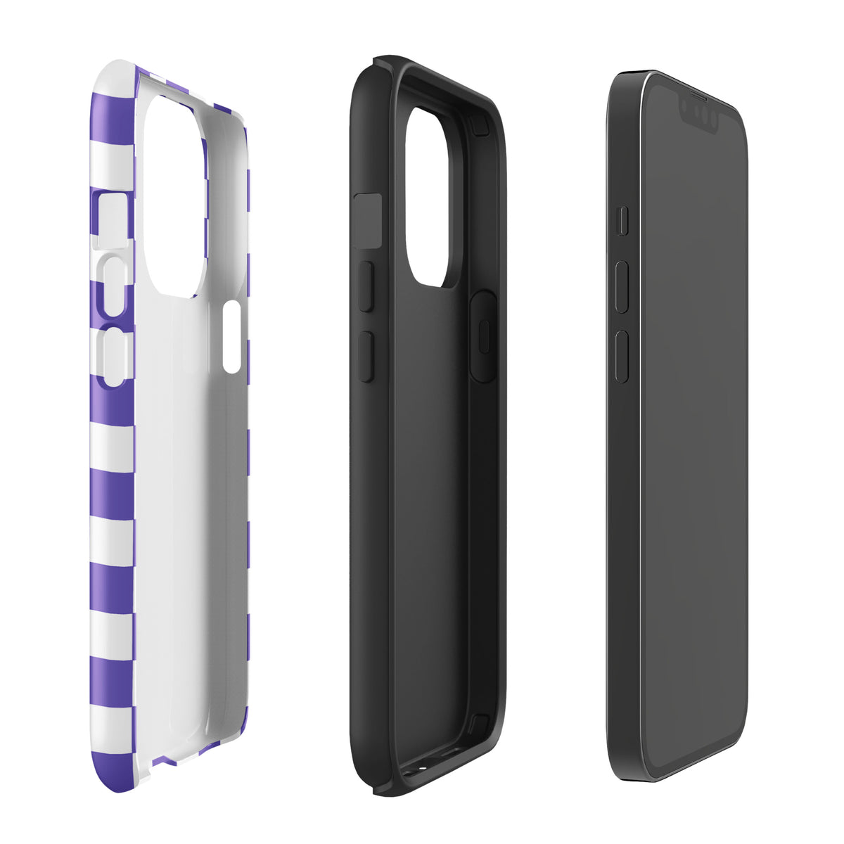 Phone Case for iPhone with purple and white checkered pattern, showcasing style and personality for bold and playful device fashion.