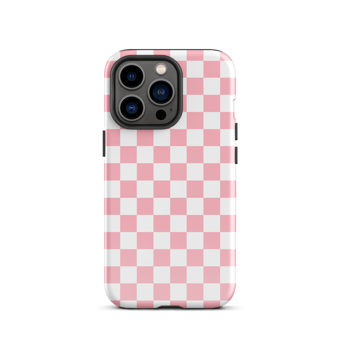 Phone Case with playful pink and white checkered pattern for iPhone, adding fun and fearless style to your everyday carry.