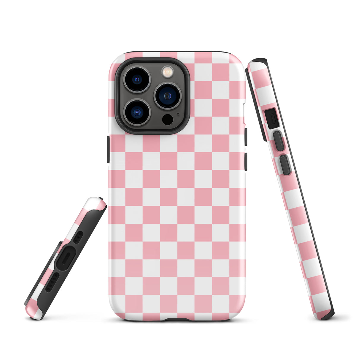 Playful pink and white checkered Phone Case for iPhone, adding fun and fearless style to your device.