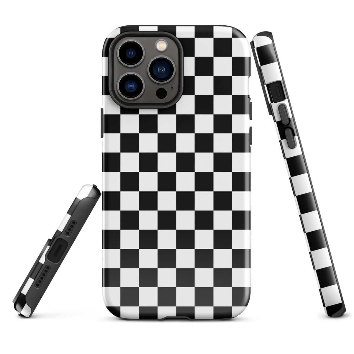 Bold checkered Phone Case for iPhone with black and white pattern