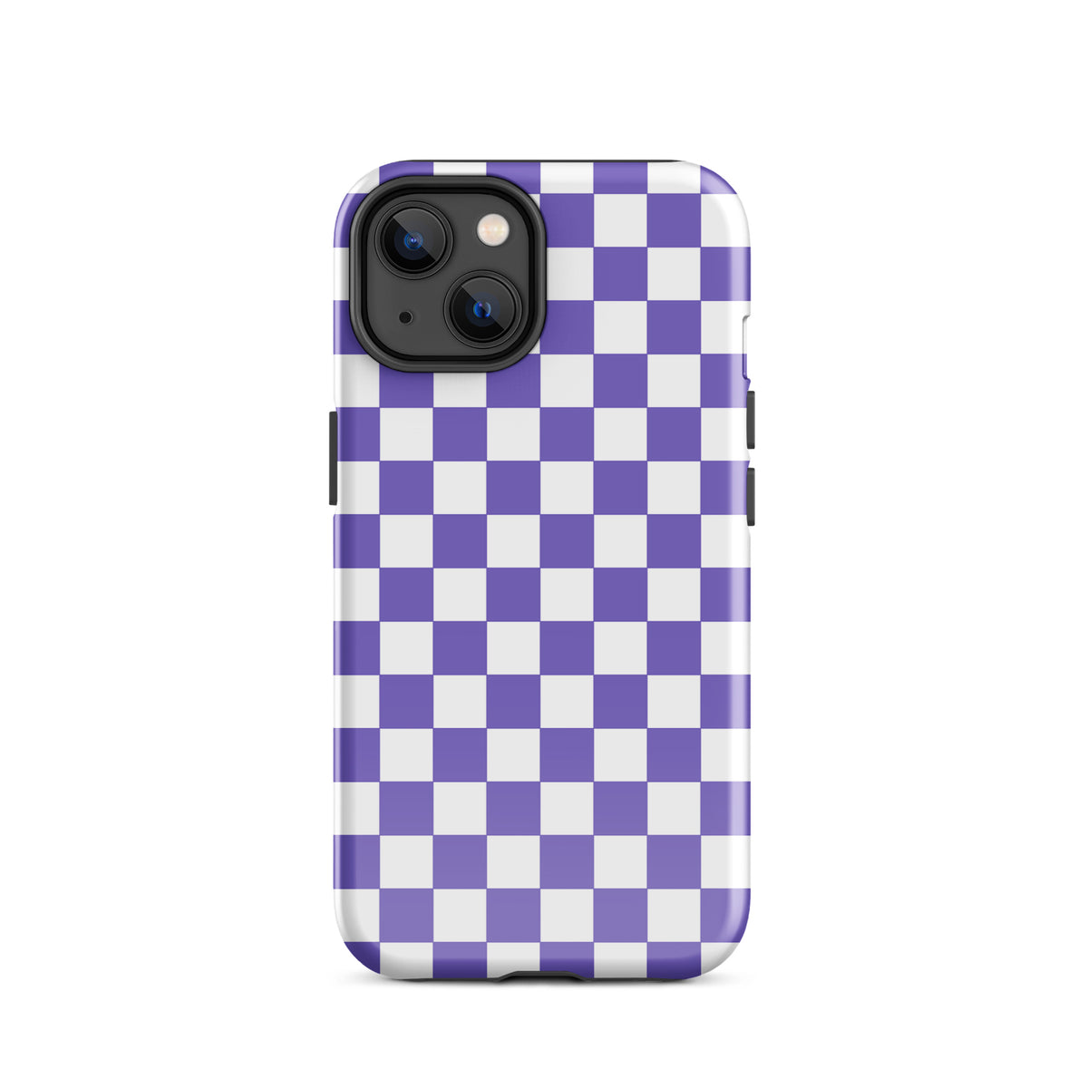 Phone Case for iPhone with purple and white checkered pattern