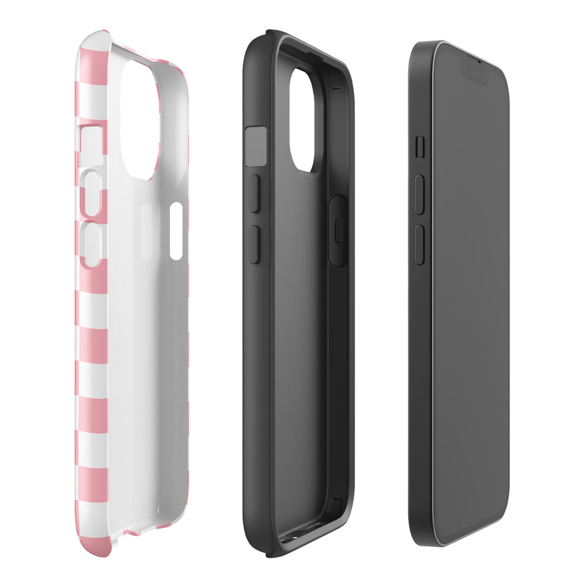 Phone Case for iPhone with playful pink and white checkered pattern, showcasing style and protection.