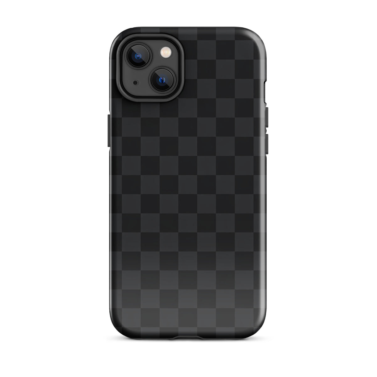 Phone Case for iPhone with black and charcoal checkered design, sleek and modern for minimalists, providing stylish protection.