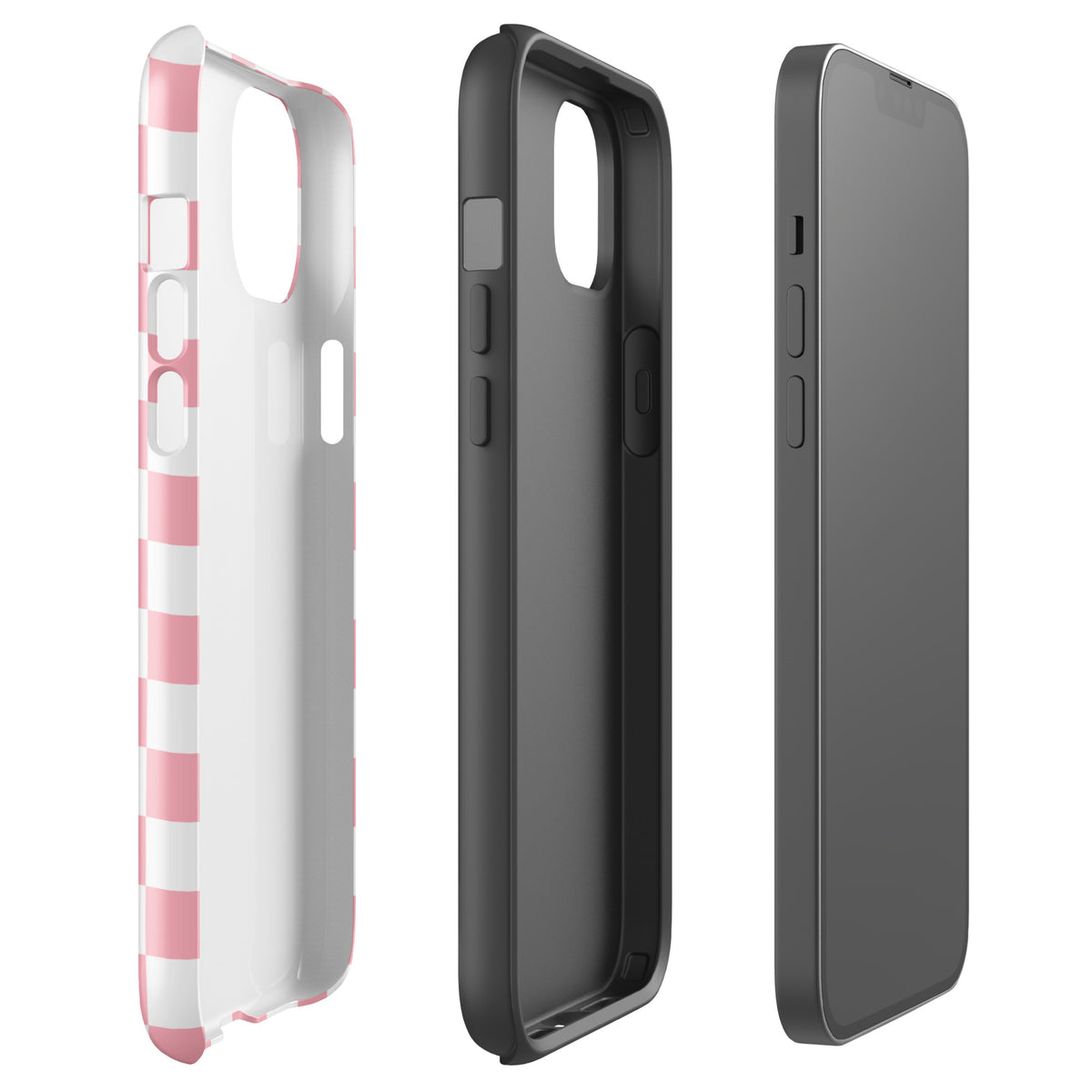 Phone Case for iPhone in playful pink and white checkered design, stylish and protective for everyday use.