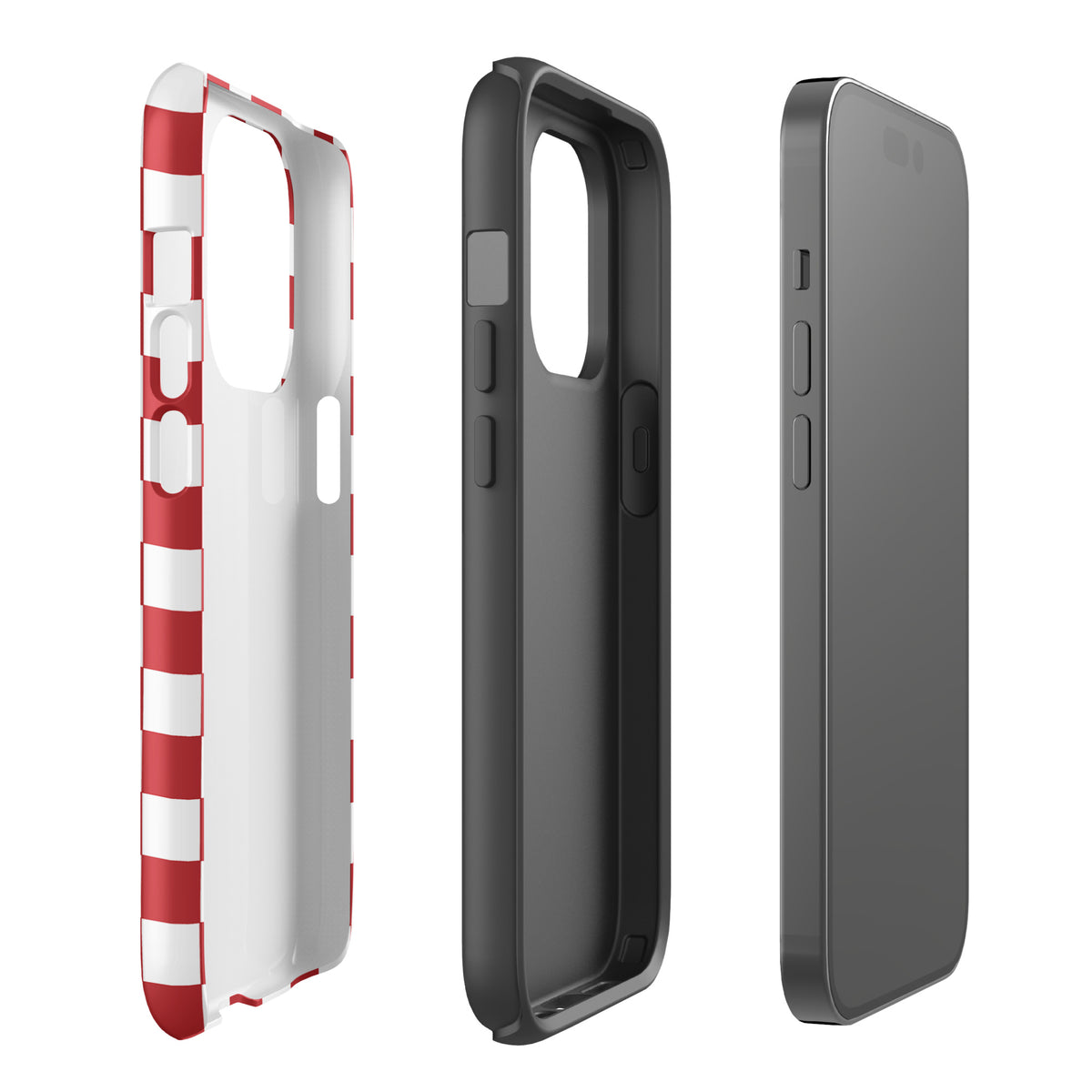 Phone Case for iPhone with crimson red checkered design showcasing bold and playful style.
