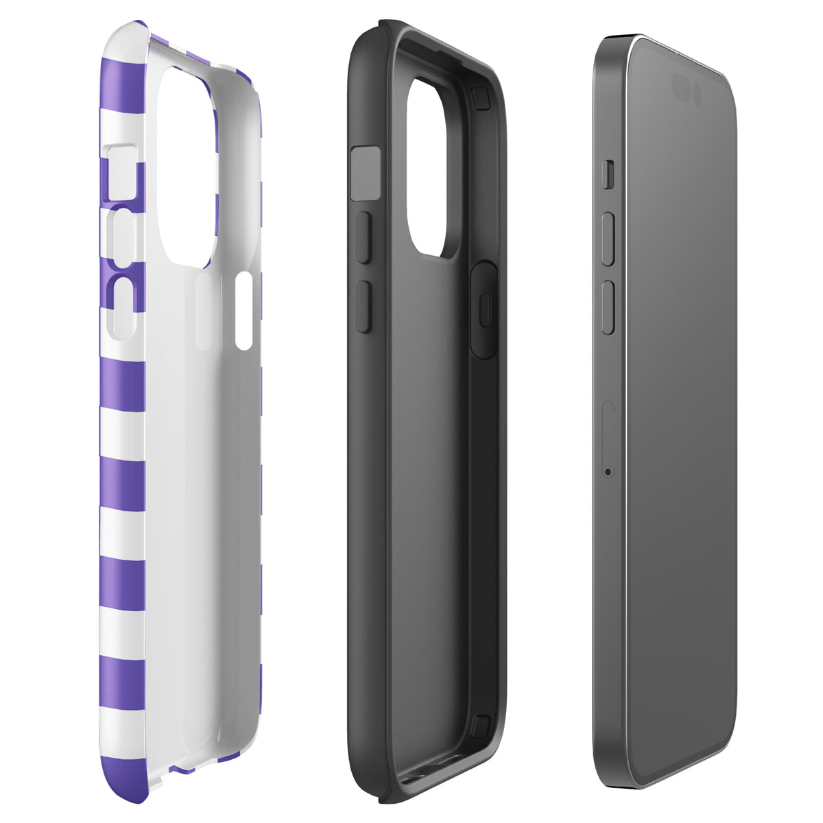 Purple and white checkered phone case for iPhone, showcasing stylish and playful design for everyday use.