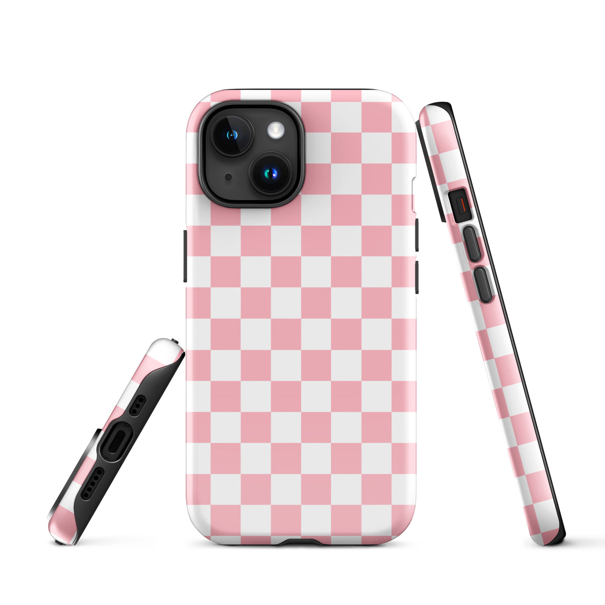 Phone Case for iPhone with pink and white checkered pattern, showcasing playful and stylish design ideal for fashion lovers.