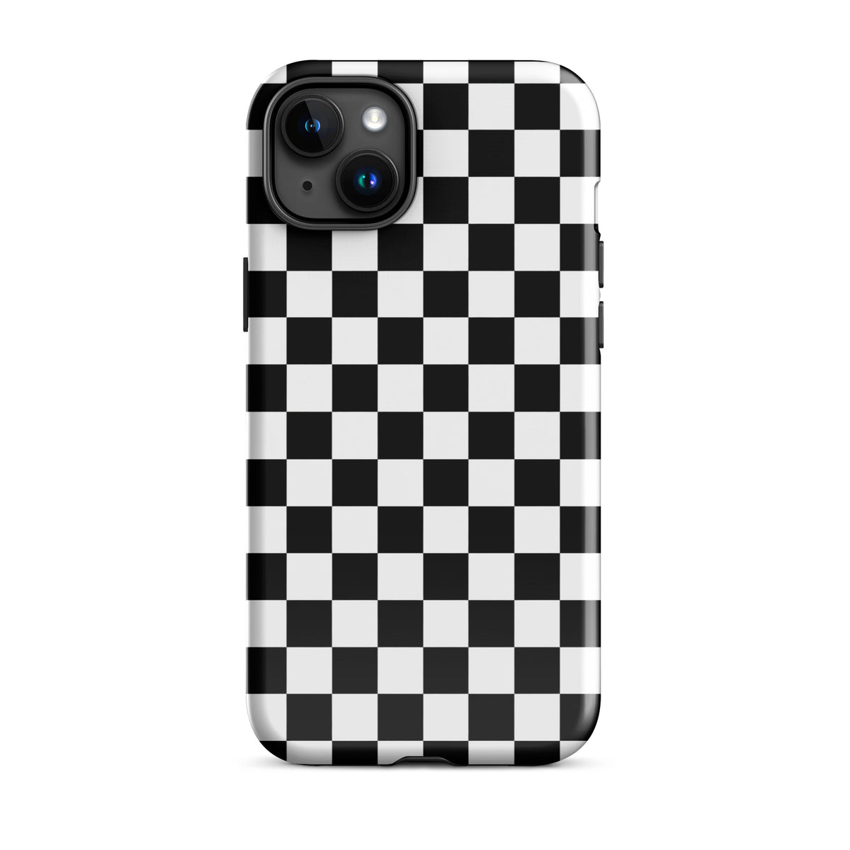 Phone Case for iPhone with bold black-and-white checkered pattern, adding a playful racing vibe to your device.