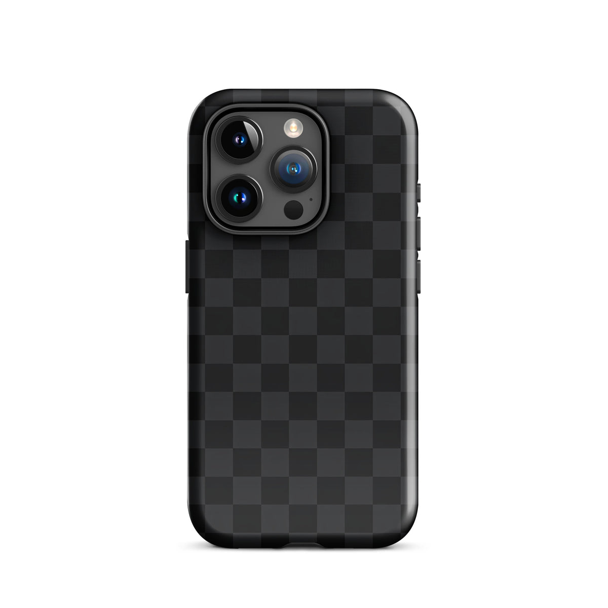 Phone Case for iPhone with black and charcoal checkered design for modern minimalists