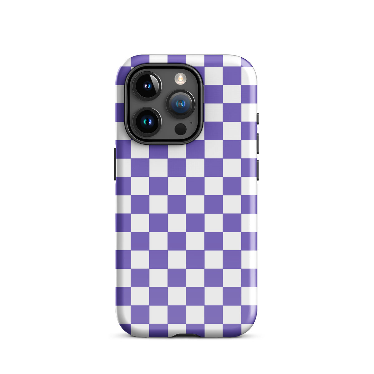 Purple and white checkered phone case for iPhone, adds style and personality to your device. Bold and playful Phone Case design.