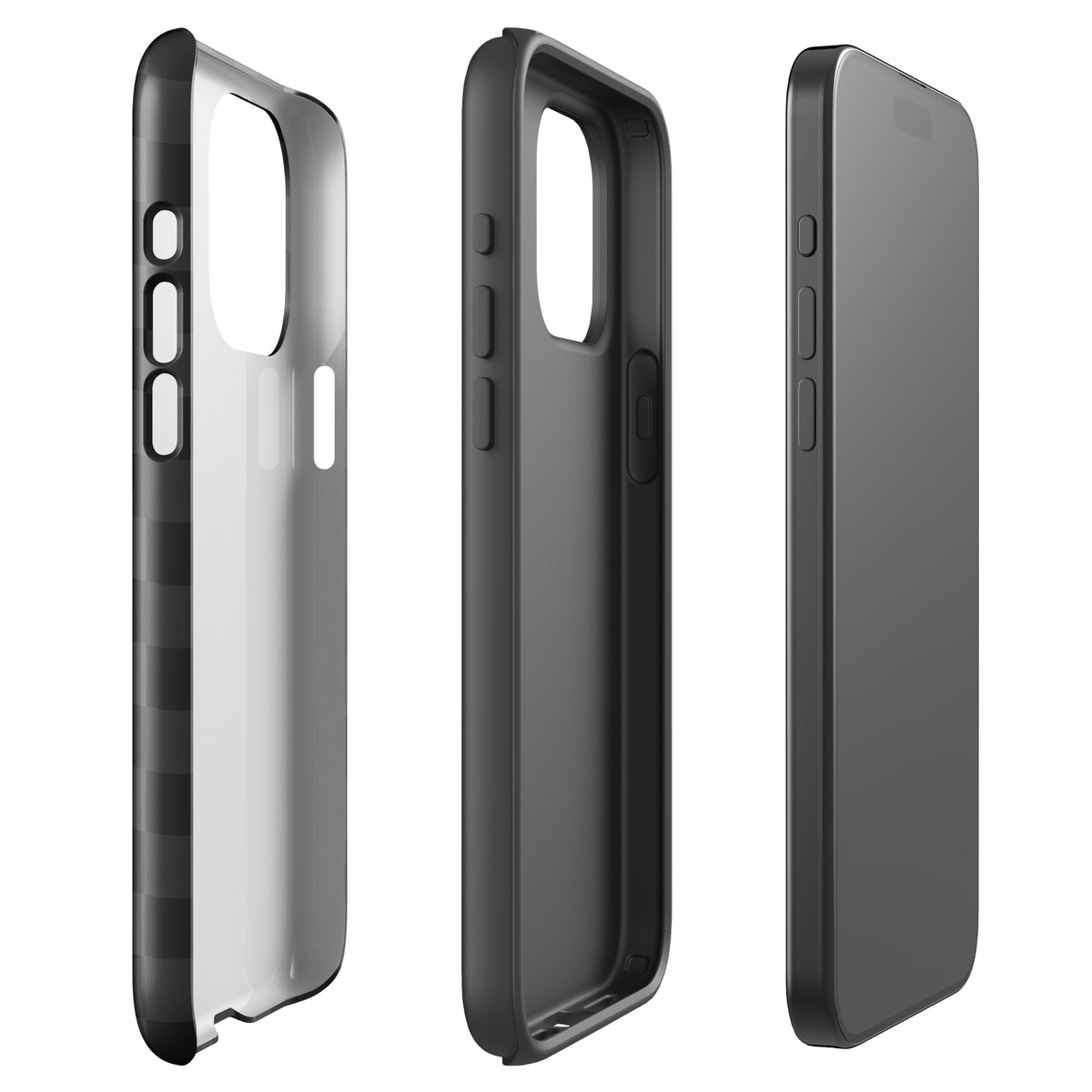 Phone Case for iPhone with black and charcoal checkered design, modern minimalist style for protection and sophistication.