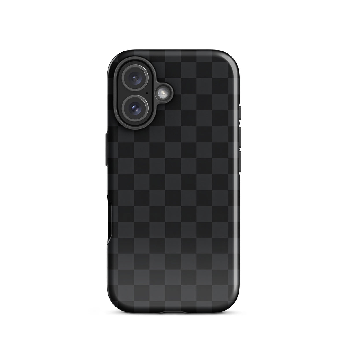 Phone Case for iPhone with black and charcoal checkered design, perfect for modern minimalists, offering stylish device protection.