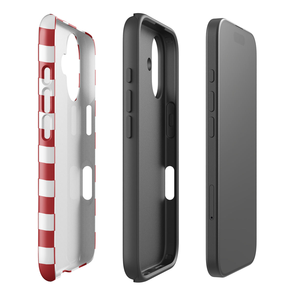 Phone Case for iPhone with crimson red checkered design, showing fun and fearless style.