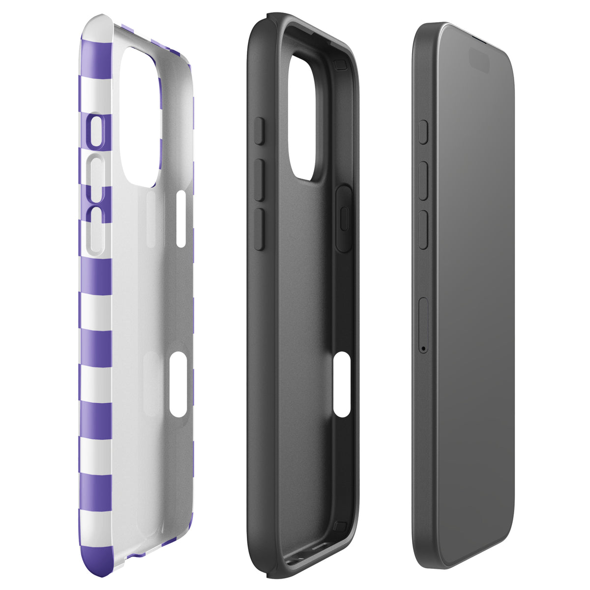 Purple and white checkered Phone Case for iPhone featuring a bold pattern, showcasing style and personality.