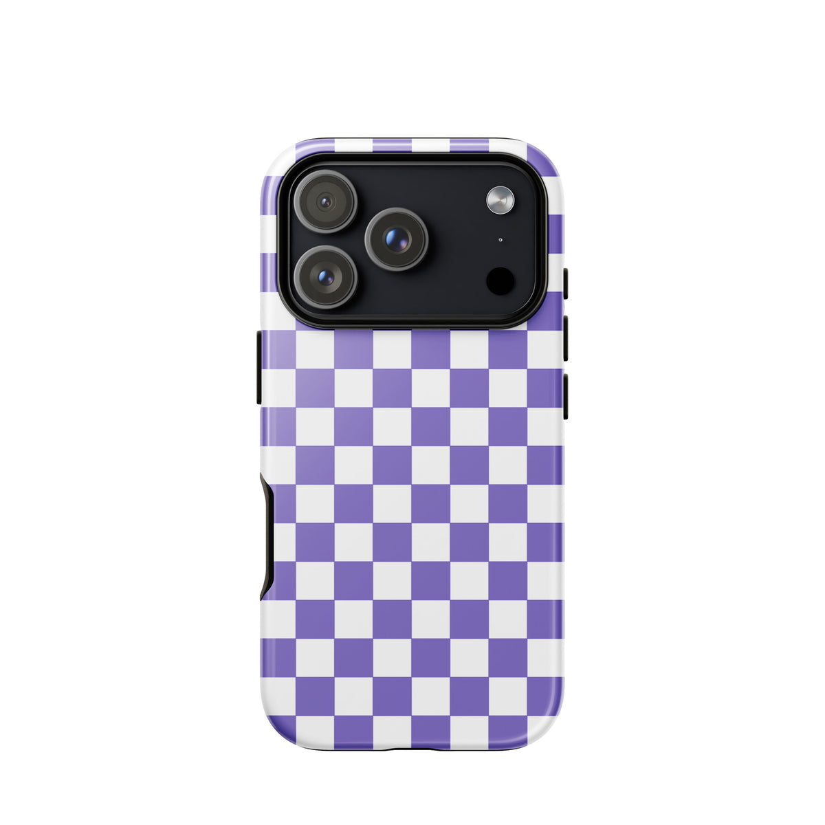 Purple and white checkered Phone Case for iPhone featuring a stylish and bold design, perfect for adding personality and fun.