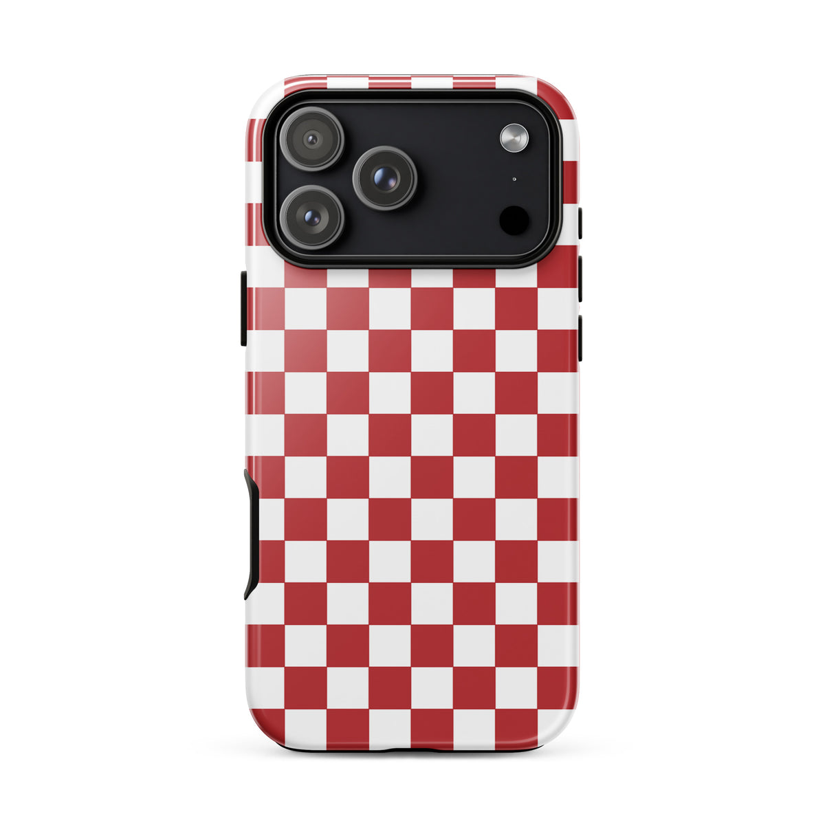 Crimson red checkered Phone Case for iPhone with bold design enhancing style and personality.