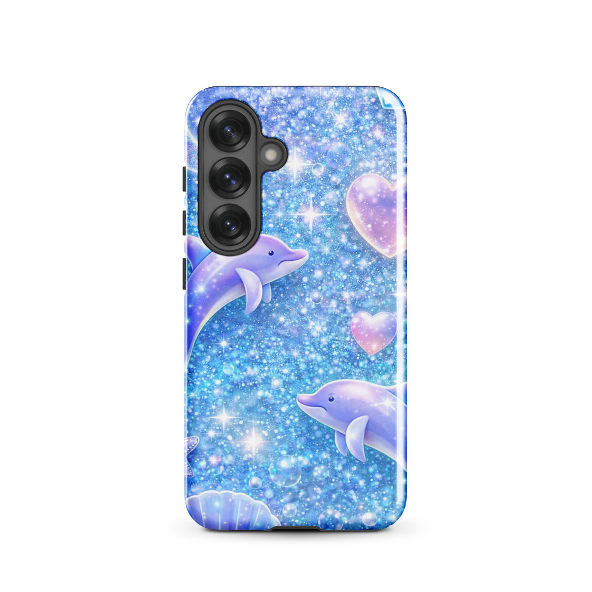 Phone Case for Samsung Galaxy with Ocean Glitter Dolphins design