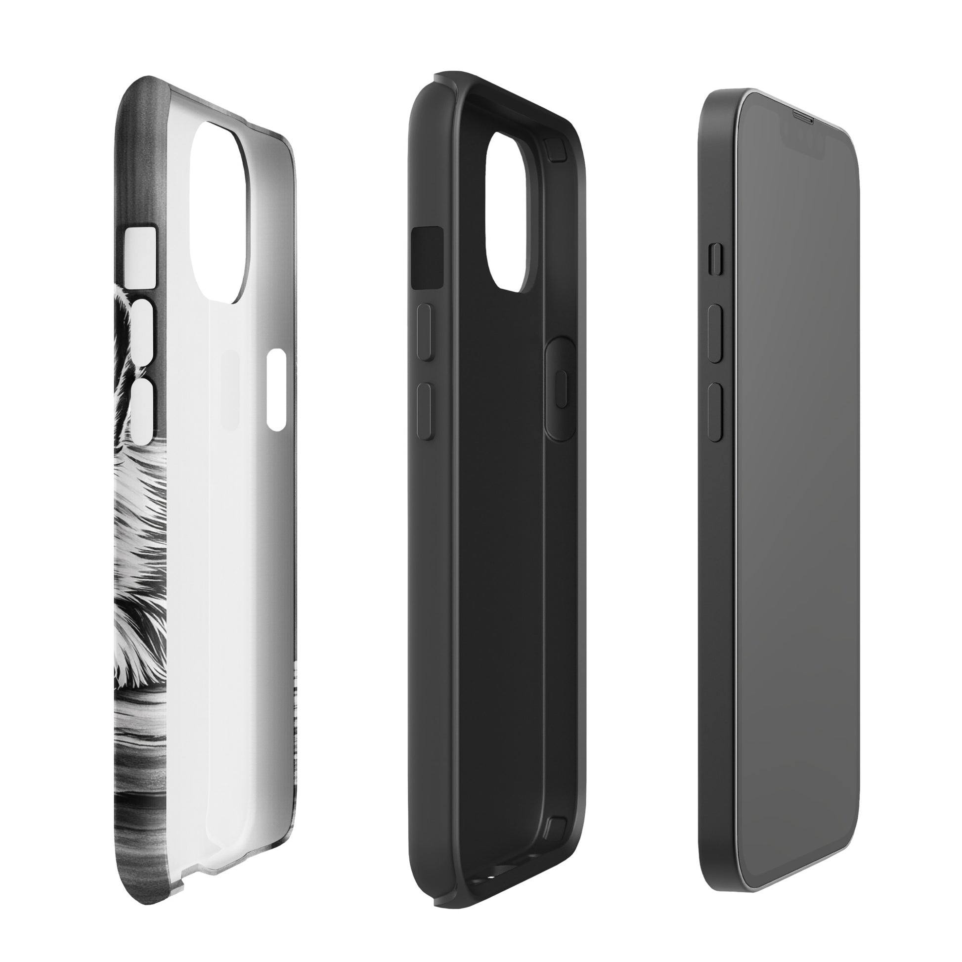 Elegant monochrome Phone Case featuring puppy art for iPhone, showcasing premium protection and a refined, stylish design.