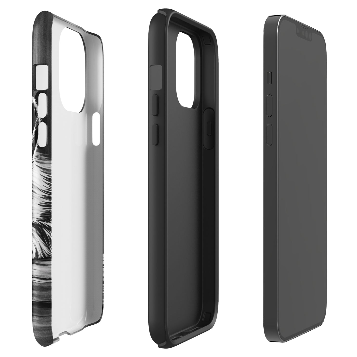 Phone Case featuring elegant puppy art, offering premium protection with a refined monochrome design; perfect for iPhone users.