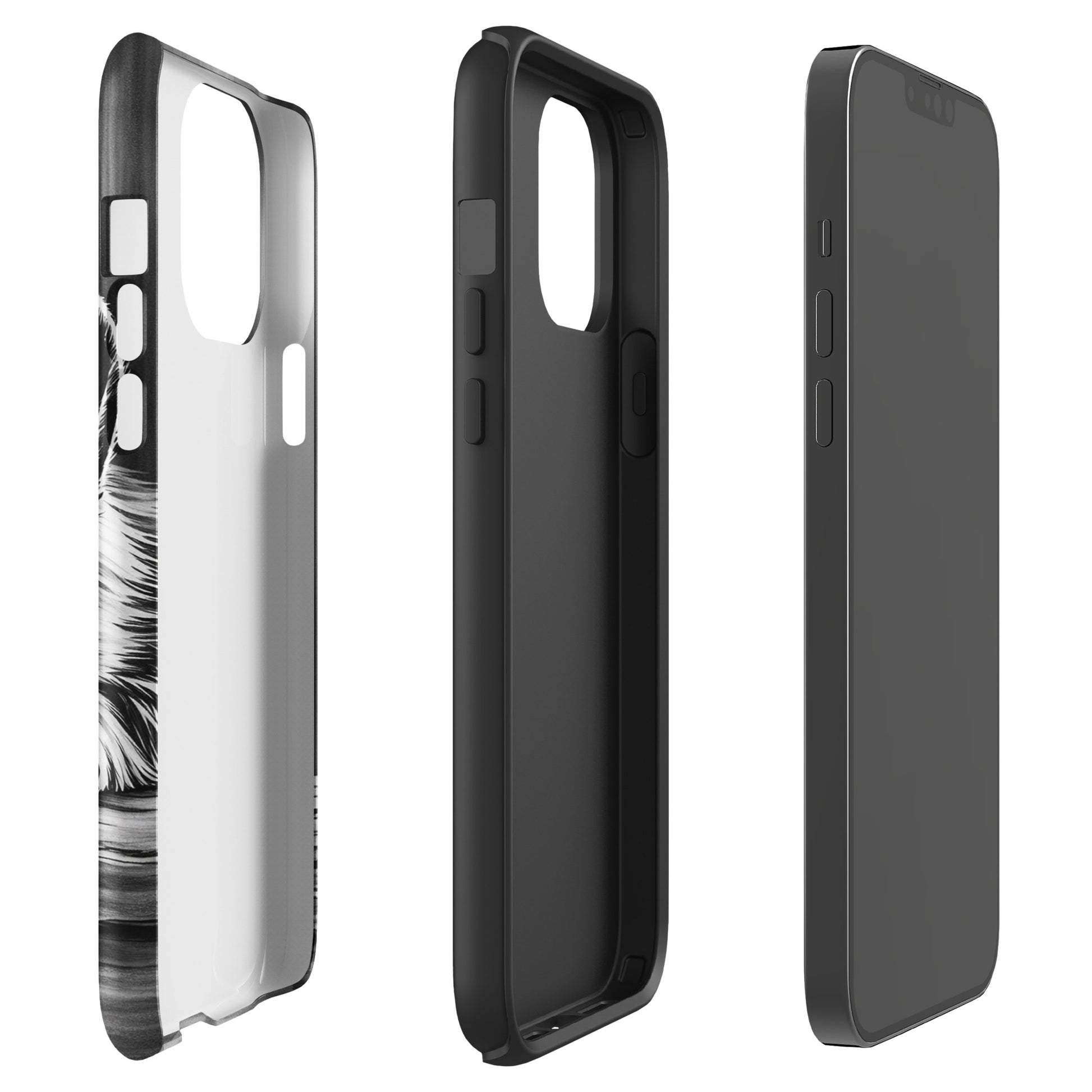 Phone Case featuring elegant puppy art, offering premium protection with a refined monochrome design; perfect for iPhone users.