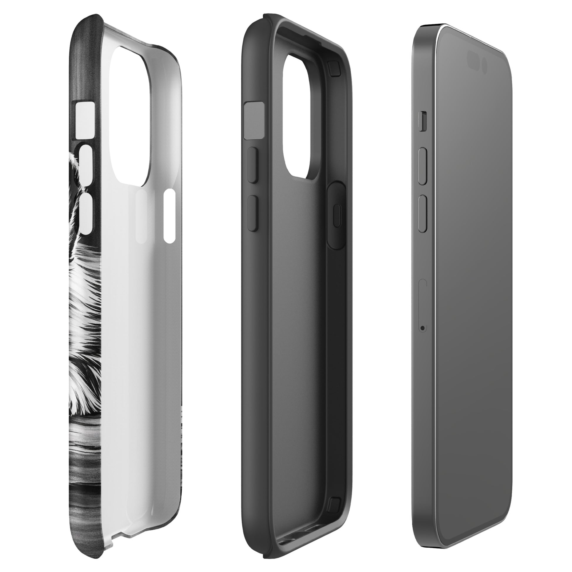 Phone Case for iPhone with elegant puppy illustration, providing premium protection with artistic monochrome design.