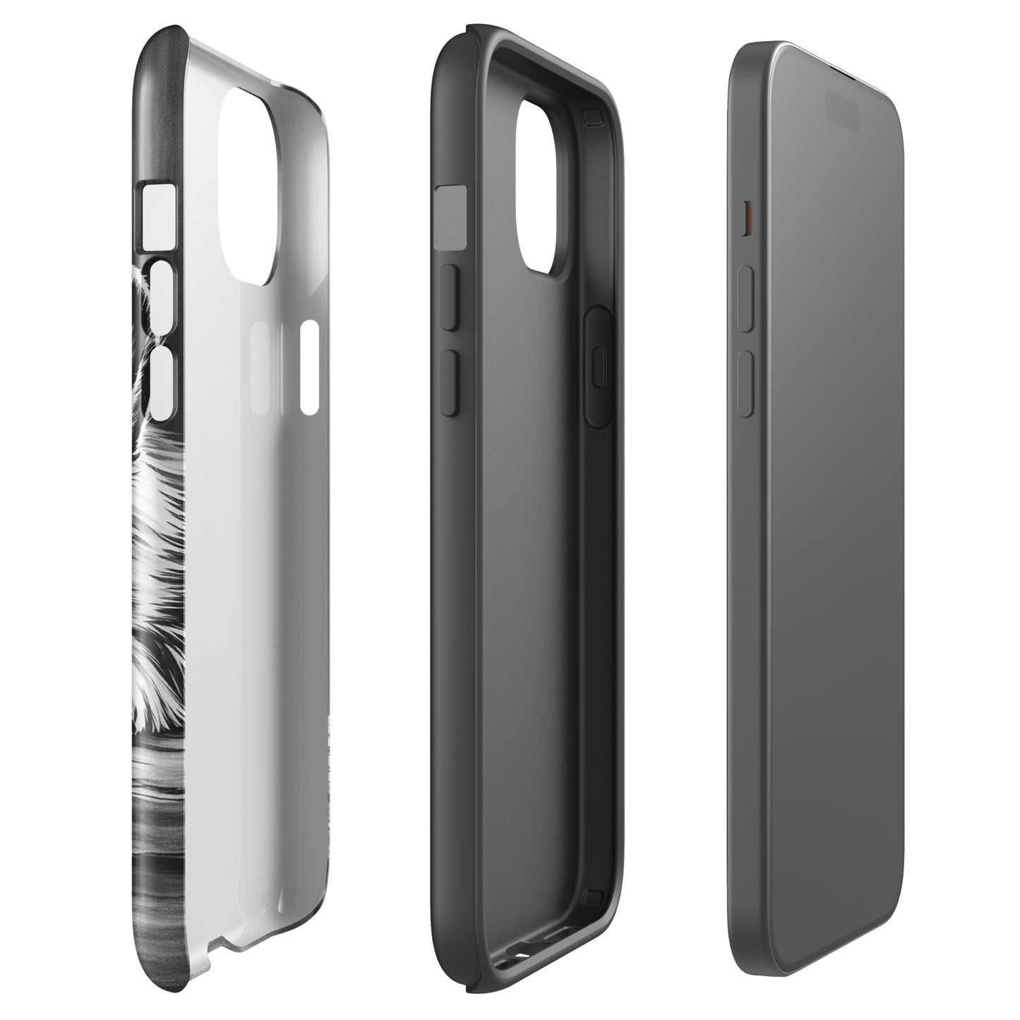 Phone Case featuring elegant puppy art and premium protection for iPhone, showcasing detailed black-and-white design with artistic charm.