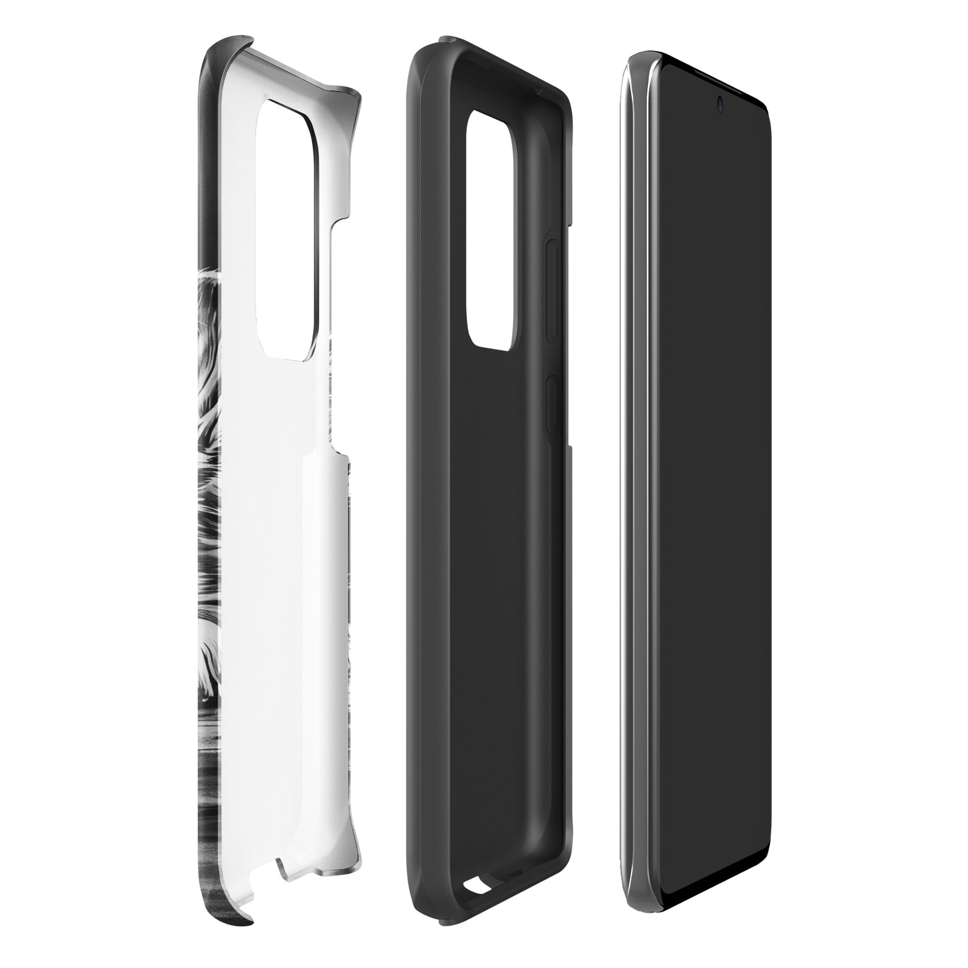 Phone Case for Samsung Galaxy with elegant black-and-white puppy art and premium protection, showcasing a refined design aesthetic.