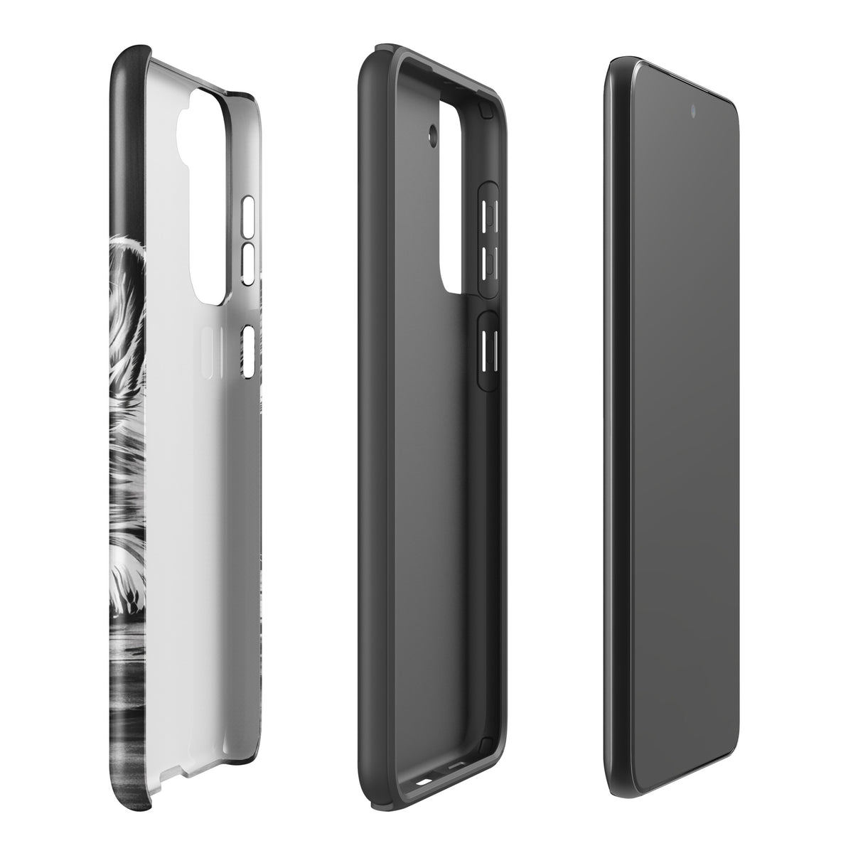 Phone Case for Samsung Galaxy with elegant puppy art and premium protection, featuring black-and-white illustration on sleek design.