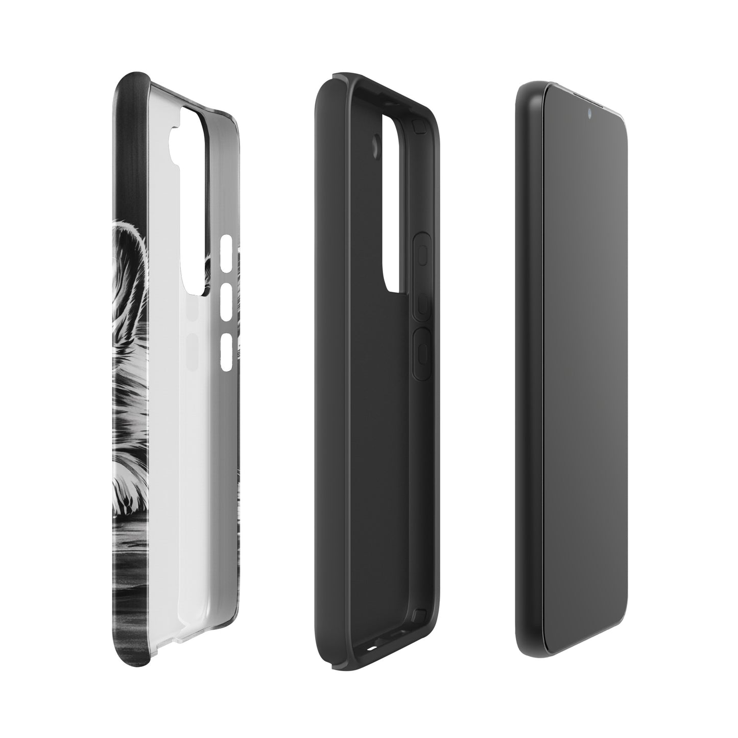 Phone Case for Samsung Galaxy with elegant puppy art, showcasing detailed illustration and premium protection in black-and-white design.