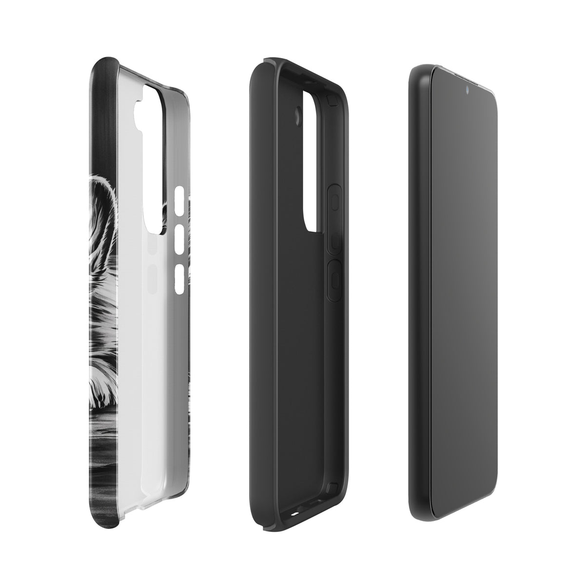 Phone Case for Samsung Galaxy with elegant puppy art, showcasing detailed illustration and premium protection in black-and-white design.