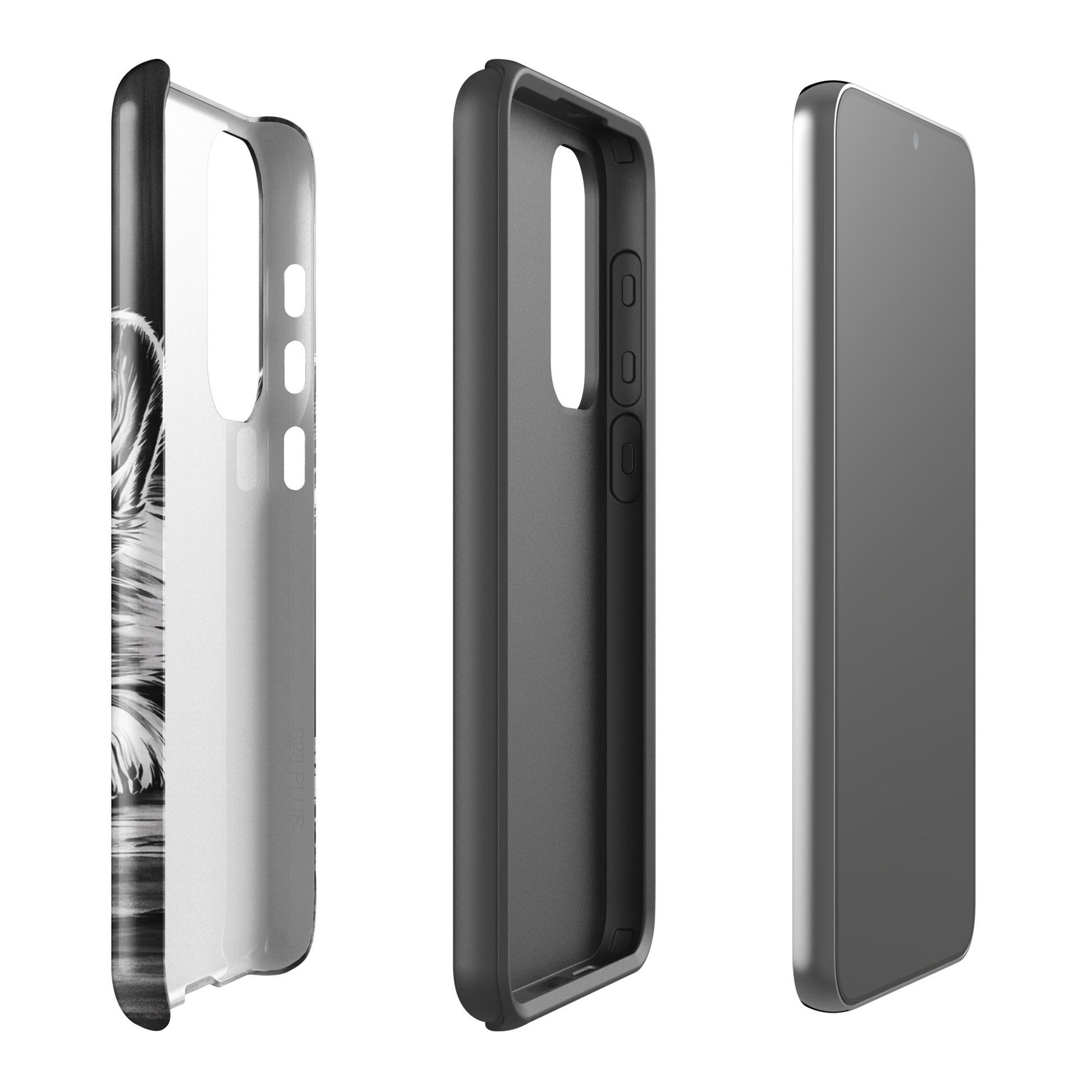 Phone Case featuring elegant puppy art for Samsung Galaxy, offering stylish design and premium protection with a black-and-white illustration.