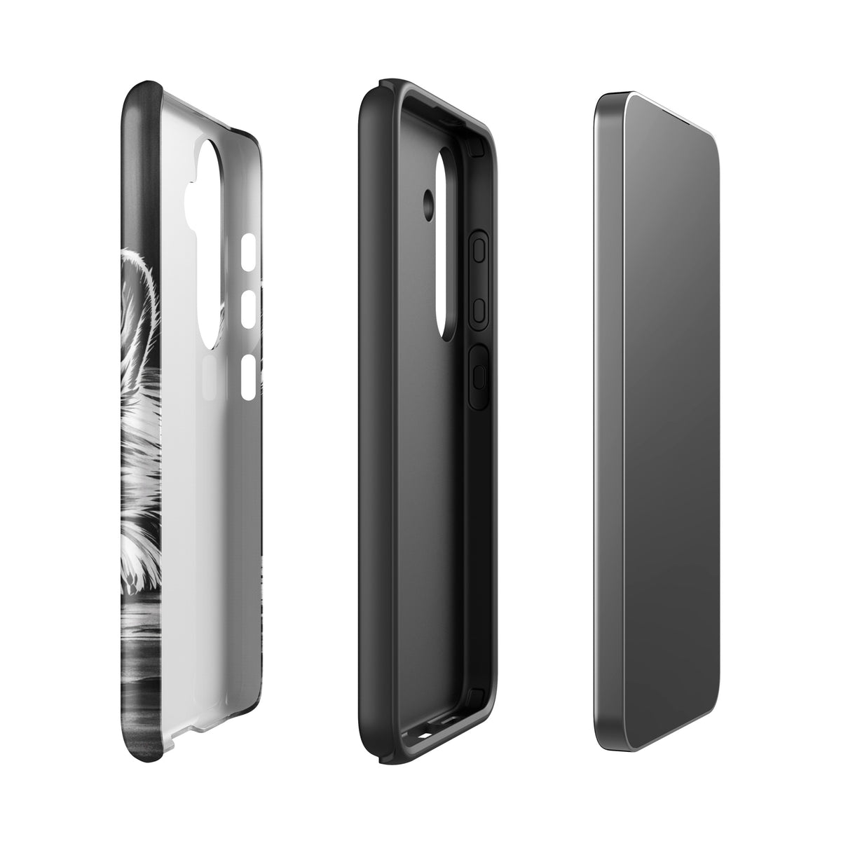 Phone Case for Samsung Galaxy with elegant black-and-white puppy art, showcasing seamless design and sturdy protection.