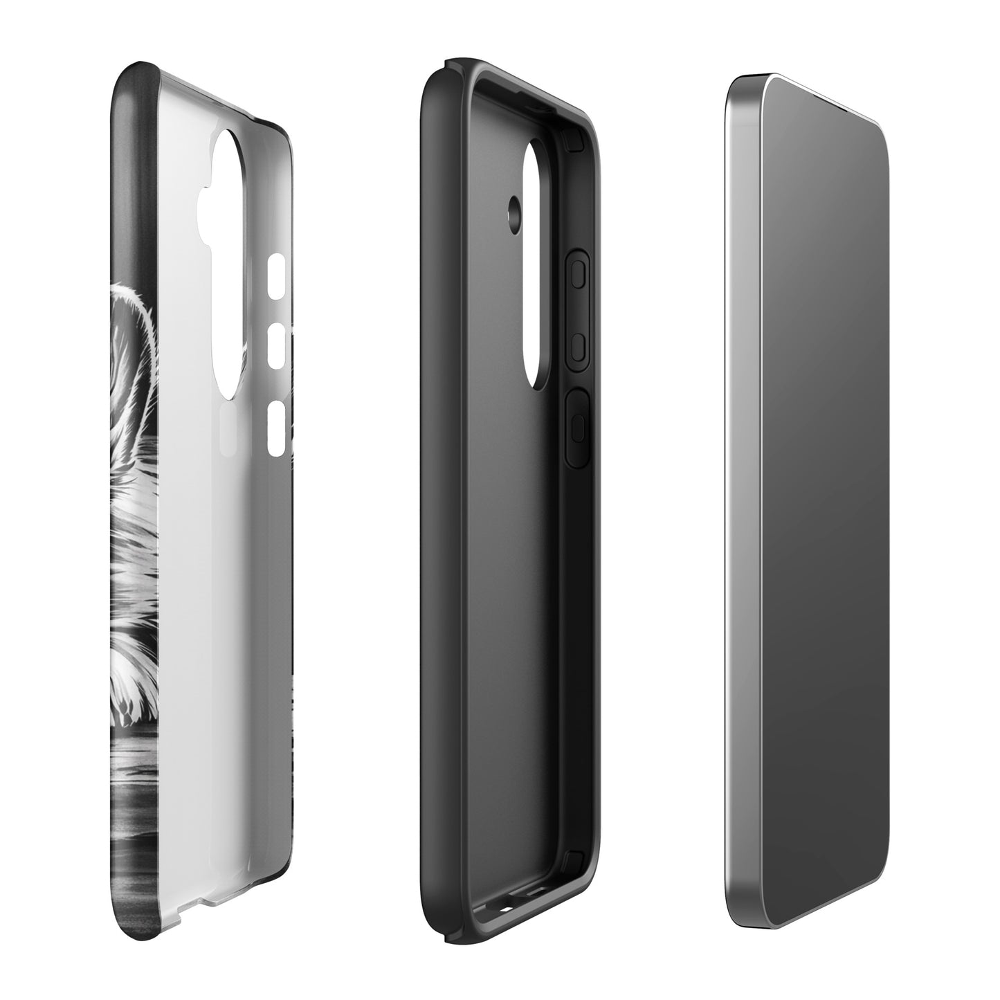 Phone Case for Samsung Galaxy featuring elegant puppy art in black and white, offering premium protection and a refined gallery-style look.
