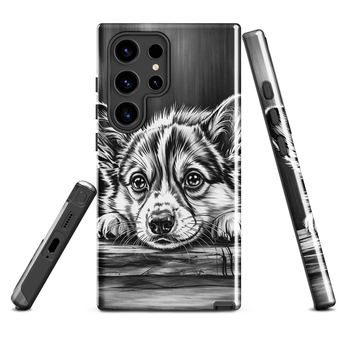 Phone Case for Samsung Galaxy with elegant puppy art and premium protection
