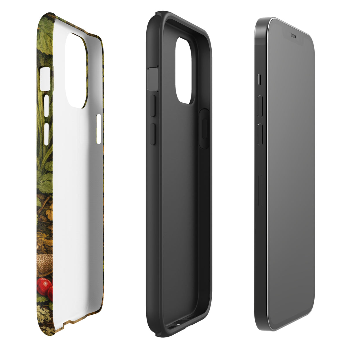 Phone Case for iPhone with Amanita Muscaria mushroom design in a lush forest with vivid colors and glossy finish